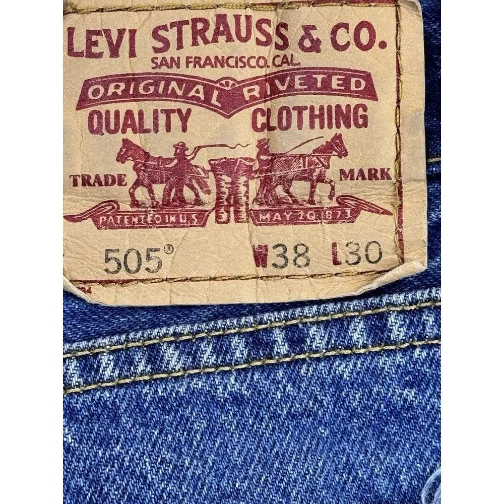 Levis 505‎ Regular Fit Blue Jeans Men Denim Straight 38Wx30L (36Wx30L Actual).